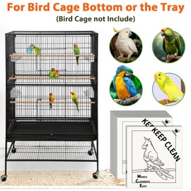 TABABAO Bird Cage Liners, Bird Cage Paper Liners, 30pcs Paper Cage Liners for Birds, Pre-Cut Large Bird Cage Liners for Parrot, Parakeet, Conure, Cockatiel, White Kraf Paper Cage Liners, 20 X 18 inch