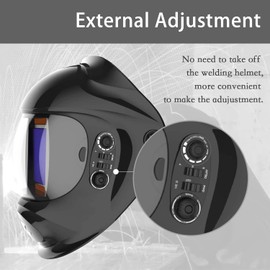 TEKWARE Large Viewing True Color Solar Powered Auto Darkening Welding Helmet, Hemispherical 4C lense, 4 Arc Sensor Wide Shade Range 4/5-9/9-13 Luminous Welder Mask for Mig Tig Arc Grinding Plasma