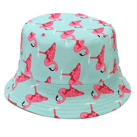 Umeepar Unisex Reversible Packable Bucket Hat Sun Hat for Men Women (Flamingo Mint Blue)