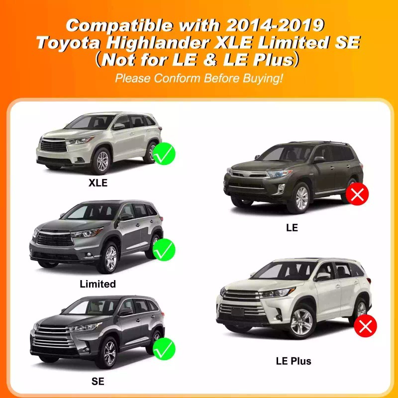 Nilight Roof Rack Cross Bars for Toyota Highlander XLE Limited