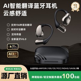 New X5S Ear-Hook Bluetooth V6.0 Earphones with AI Translation - Comfortable Fit Fashion Black/AI Translation Version 2ea