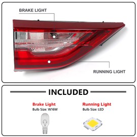 Huray Left LED Inner Tail Light Fit for Chevy Traverse 2018-2021, LH Taillight w/Bulbs OE Style Rear lamp Back Brake Light Replacement for 85164974 GM2802117 Driver Side