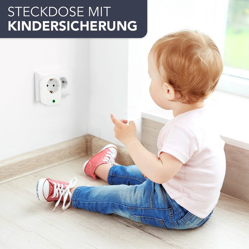 PerfectHD Steckdosenadapter mit Überspannungsschutz - Zwischenstecker - Blitzschutz - 5er-Set