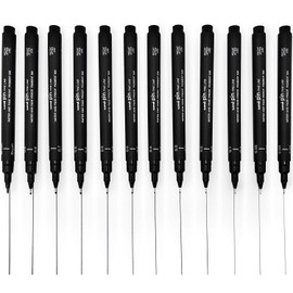 Uni Pin Fineliner Drawing Pen - Full Set of 11 Grades + Extra 0.5mm - Black Ink