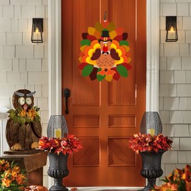 Thanksgiving Turkey Door Hanging 3D Thanksgiving Turkey Decorations for Fall Autumn Garden Farmhouse Sign Indoor Outdoor and Thanksgiving Wall Decor 13 ×11.5 in