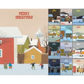 PIXILUV CHRISTMAS Greetings Cards 12 Notecards ~ Simplistic White Winter Christmas ~ Vintage Postcards Reprint