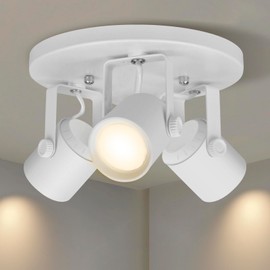 Arcfox 27W 3000K 3 Light LED Flush Mount Ceiling Spotlight Fixture Adjustable Round Track Lighting Fixtures Ceiling ETL, 24°, CRI90 for Living Room Bedroom Shop Accent Task Lighting