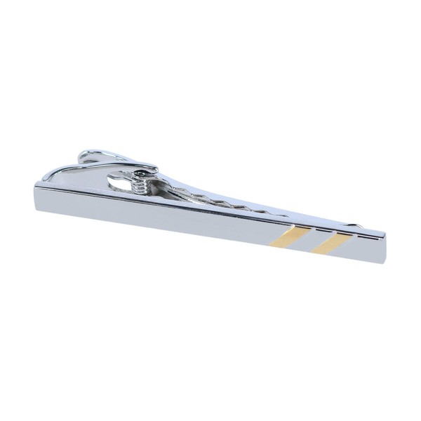 Trafalgar Men's Rhodium and Gold Detailed Tie Bar, Silver and