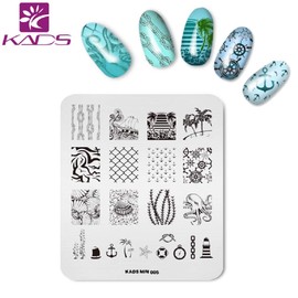 KADS Nail Stamp Plates Set of 4 Beautiful Mermaids Flowers Nail Image Plate Set Manicure Template Pattern Stamp Template (Set 1)