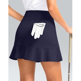 Viodia 16" Golf Skorts for Women High Waisted Tennis Skirt Athletic Skorts Skirts for Women Built-in Shorts with 5 Pockets Navy XXL