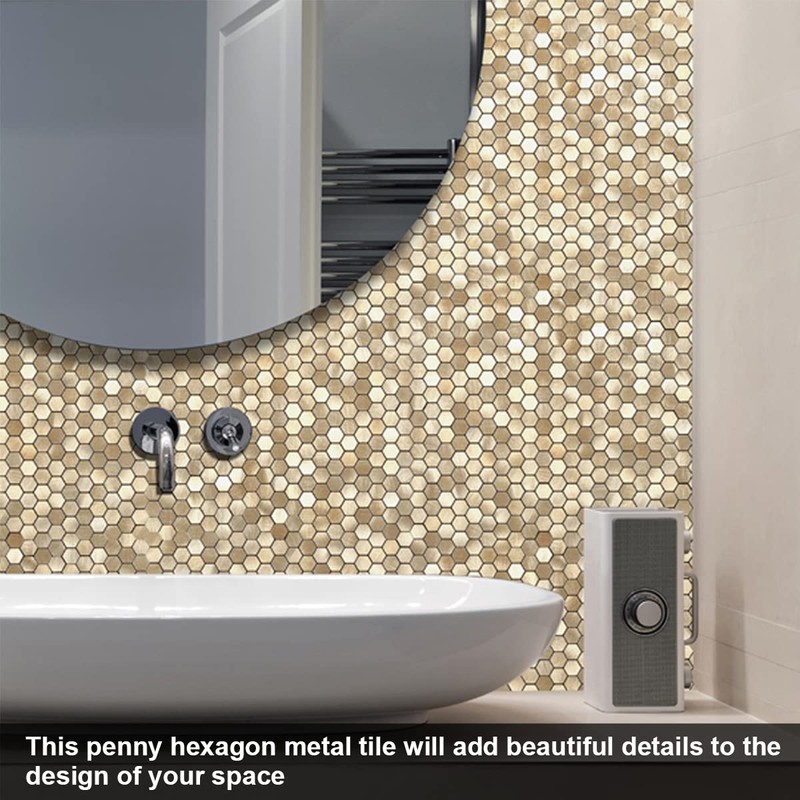 BeNice Peel and Stick Backsplash Kitchen Mosaic Tiles Penny Hexagon
