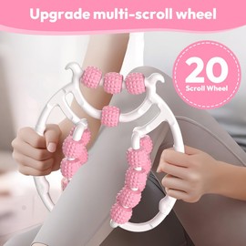 Anti Cellulite Roller Lipödem Massagegerät beine, Anti Cellulite Massageroller Beine für Oberschenkel & Waden, Massagegerät zur Lymphdrainage, Beinmassage Rolle mit Griff, Circular Leg Clamp (Rosa)