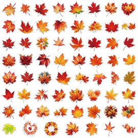 60 Pieces Maple Leaf Transparent Stickers for Scrapbooking, Fall Autumn Leaves Stickers Supplies Journal Stuffers for Adult Card Making Letters DIY (Leaf)