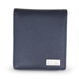 [カンザン] 財布 メンズ 2つ折り 本革 スリム ブランド 角シボ レザー ネイビー