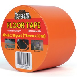 TAPEBEAR Floor Tape Orange Vinyl Tape 3" x 36Yards, Floor Caution Marking Dance Splicing Tape Safety Warning Stripe Abrasion-Proof Waterproof for Gym, Warehouse, Traffic Signage, Color Coding