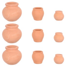 SEWACC Pack of 9 Tiny Terracotta Pots Mini Clay Pots Miniature Dollhouse Flower Pots Small Planters Vases for Fairy Doll Gardens Micro Landscape Decorations
