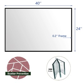 H & A Hans&Alice Bathroom Mirrors Wall Mounted, Modern Black Frame Mirror for Bathroom, Bedroom, Living Room Hanging Horizontal XHK10060 XHK10060