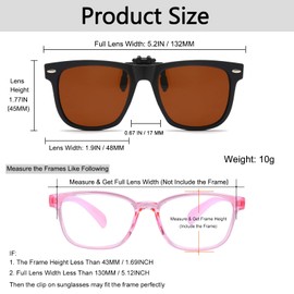 Long Keeper Sunglasses Attachment Glasses Polarised Children's Sunglasses Clip Children's Glasses for Glasses Wearers with UV Protection for Boys Girls, brown