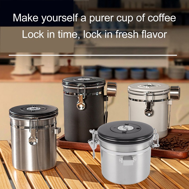 Airtight Coffee Canister 1.2L 304 Stainless Steel Coffee Bean Storage