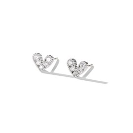 FH.bird Women's Heart Earrings, Popular, Simple, 5A Zirconia, "Love Transmission", 925 Silver, Hypoallergenic Earrings, Cute, Small, Everyday Use, White Day, Birthday Gift, Popular for Women, Silver,