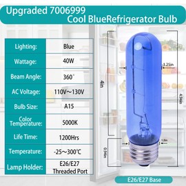 seacses Upgraded 7006999 Refrigerator Light Bulb Compatible with Sub-Zero Refrigerator, 7006999 Blue Glass Lamp Replacement, 7006999 Freezer Refrigerator Light Bulb, E26 40W， 2-Year Warranty, 4 Pack