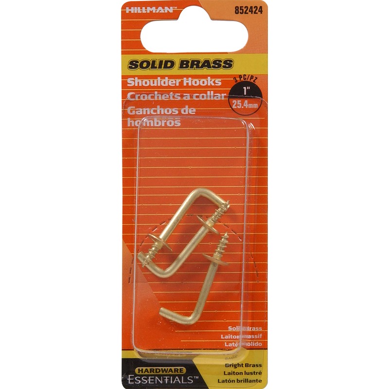 Hillman Hardware Essentials 852424 Shoulder Hook Brass 1" - 3