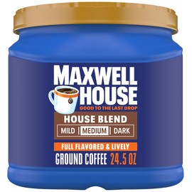 Maxwell House House Blend Medium Roast Ground Coffee, 24.5 oz Canister