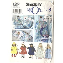 Simplicity Crafts Pattern 8962 Doll Clothes, Tote, Doll Sized Garment Bag and Sleeping Bag by Andrea Schewe