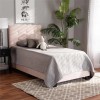 Bowery Hill Light Pink Upholstered Twin Size Panel Bed