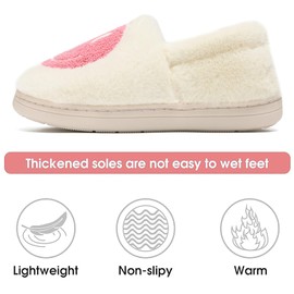 Cute Smile Face Slippers for Girls Boys,Soft Plush Non-Slip House Kids Slippers with Memory Foam Warm Cartoon Happy face Shoes for Indoor Outdoor