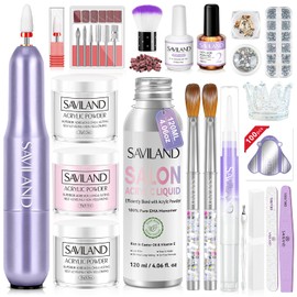 SAVILAND Advanced X-Strength Acrylic Nail Kit: Low Odor Nail Kit Acrylic Set with Acrylic Powder Liquid Long Lasting Kit with Everything for Pros DIY Nail Salon