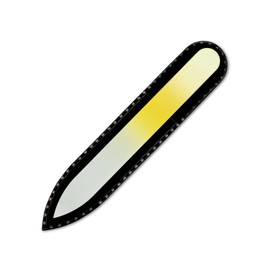 Mont Bleu Coloured Glass Nail File, in Black Velvet Case, Small and Handy Genuine, Tempered Glass, from the Czech Republic White yellow