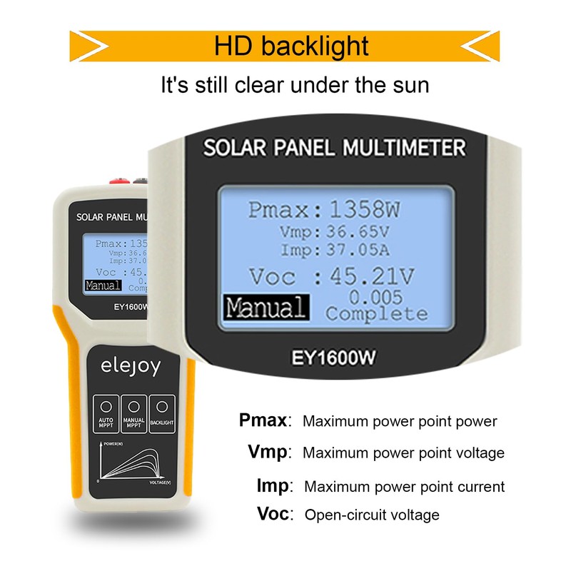 SolaMr 1600W Upgrade Solar Panel Tester MPPT Photovoltaic Multimeter with