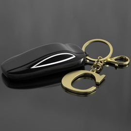 Stainless Steel Gold Letter A-Z Keychain for Women Men, Initial Letter Pendant with Key Ring, Charms for Key Backpack Bag (Gold-C)