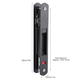 Sliding Door Lock with 2 Keys, Hook Lock, Sliding Gates, Mortice Lock, 17 cm, Modern Door, Single-Sided, Double-Sided Closure, Security Door Lock for Door, Sliding Door