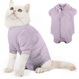 Dotoner Cat Surgery Recovery Suit for Female Male Anti-Licking Pet Surgical Pajamas Long Sleeve Prevent Shedding Cat Spay Recovery Suit&E Collar Alternative Bodysuit for Cats