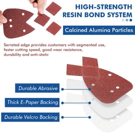 60PCS Sanding Pads, Mouse Sander Pads 10x40/60/80/120/180/240 Grits, 4 Holes Multi Tool Sanding Pads, for Black and Decker Detail Hand Sander Pads, Can be used on Wood, Metal, Plastic