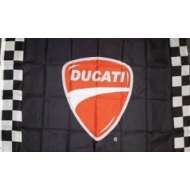 JC Ducati Checkered Black Flag 3x5 FT Banner Flag Motorcycle Show Racing Garage