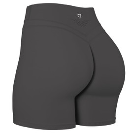 TomTiger - Pantalones cortos de yoga para mujer, con control de abdomen y cintura alta, pantalones cortos para mujer, Gris-oscuro, M