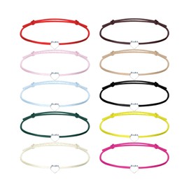 TPZORJX Heart Friendship Bracelets, Pack of 10, Bracelet for Women and Girls, Adjustable Size