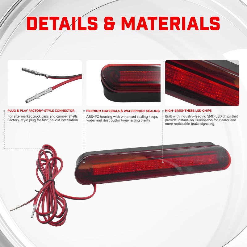 GONMOT 10 Inch Flush Mount LED Third Brake Light for