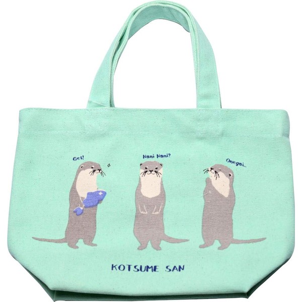 Friends Hill IS-269-138 Mini Tote Stand Cracksaw Mint, 8.9 x 11.8 inches (20 x 30 cm), Pea Pod, Lunch Bag, Walk, Tote Bag, Otter