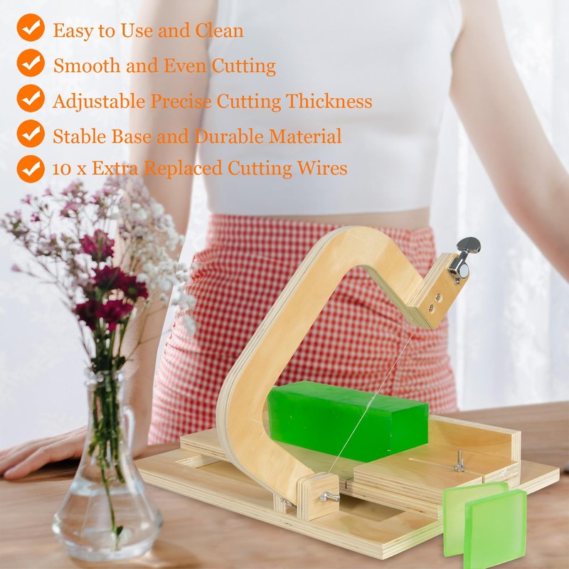 Adjustable Wire Soap Cutter, Wooden Soap Cutters for Soap Making