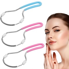 Colorich Pack of 3 Facial Hair Remover, Spring Facial Epilator, Face Hair Remover, Manual Portable Epilator, Suitable for Facial Hair Removal, Forehead, Cheek, Upper Lip (Blue, Pink)
