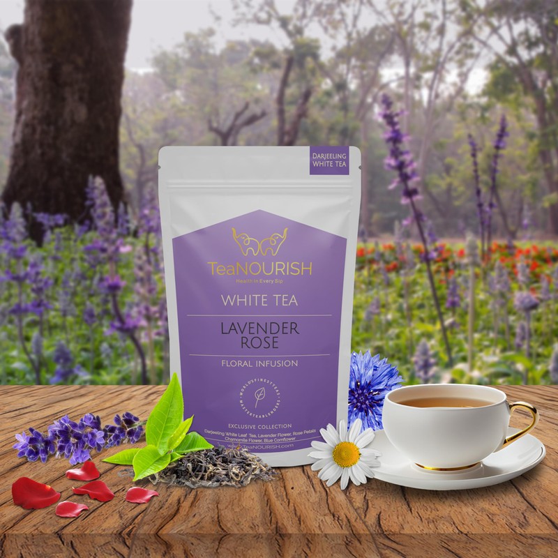 TeaNOURISH Lavender Rose White Tea | Darjeeling Silver Needles White