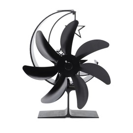Heat Powered Stove Fan 7 Blade Moon Model Silent Operation Circulating Warm Air Highly Efficient Log Burner Fan For Wood Stove Accessories Black