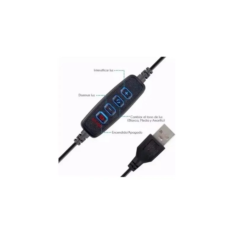 Aro De Luz 8 Pulgadas De Iluminacion Usb Con Soporte