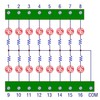 DIN Rail Mount 16 LEDs Indicator Light Module, Support 5~50VDC