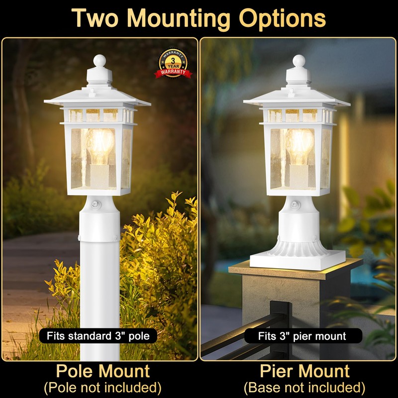 APOTO Dusk to Dawn Outdoor Post Lights, Waterproof Lamp Post