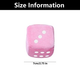 2.75inch Pair Fuzzy Plush Dice, Pink Fluffy Dice for Car, Furry Dice for Car, Fuzzy Dice for Rear View Mirror, for Car Interior Ornament Decoration